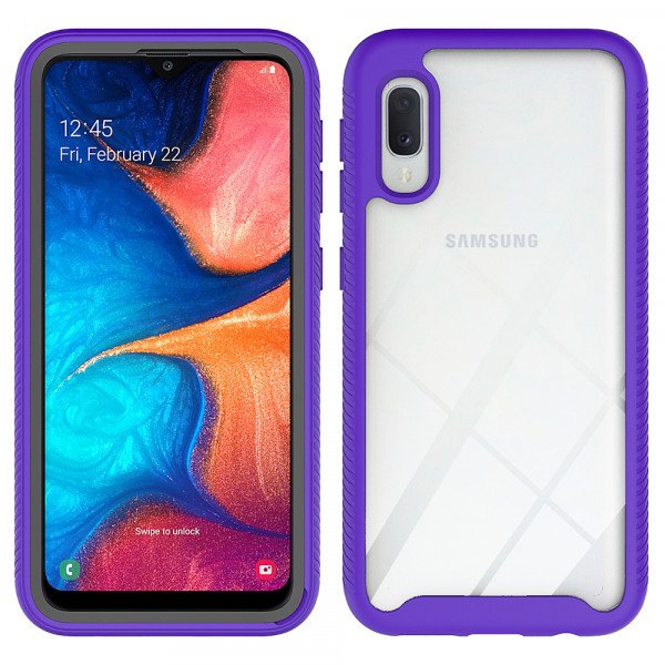 Wholesale Samsung Galaxy A10E, A102 Clear Dual Defense Hybrid Case (Purple)